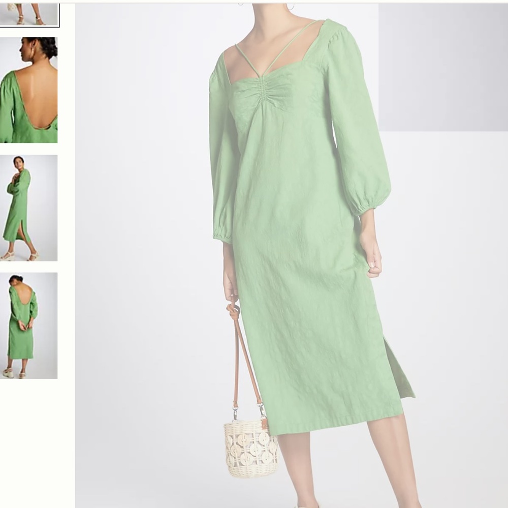 Maeve Green Low Back Midi Dress